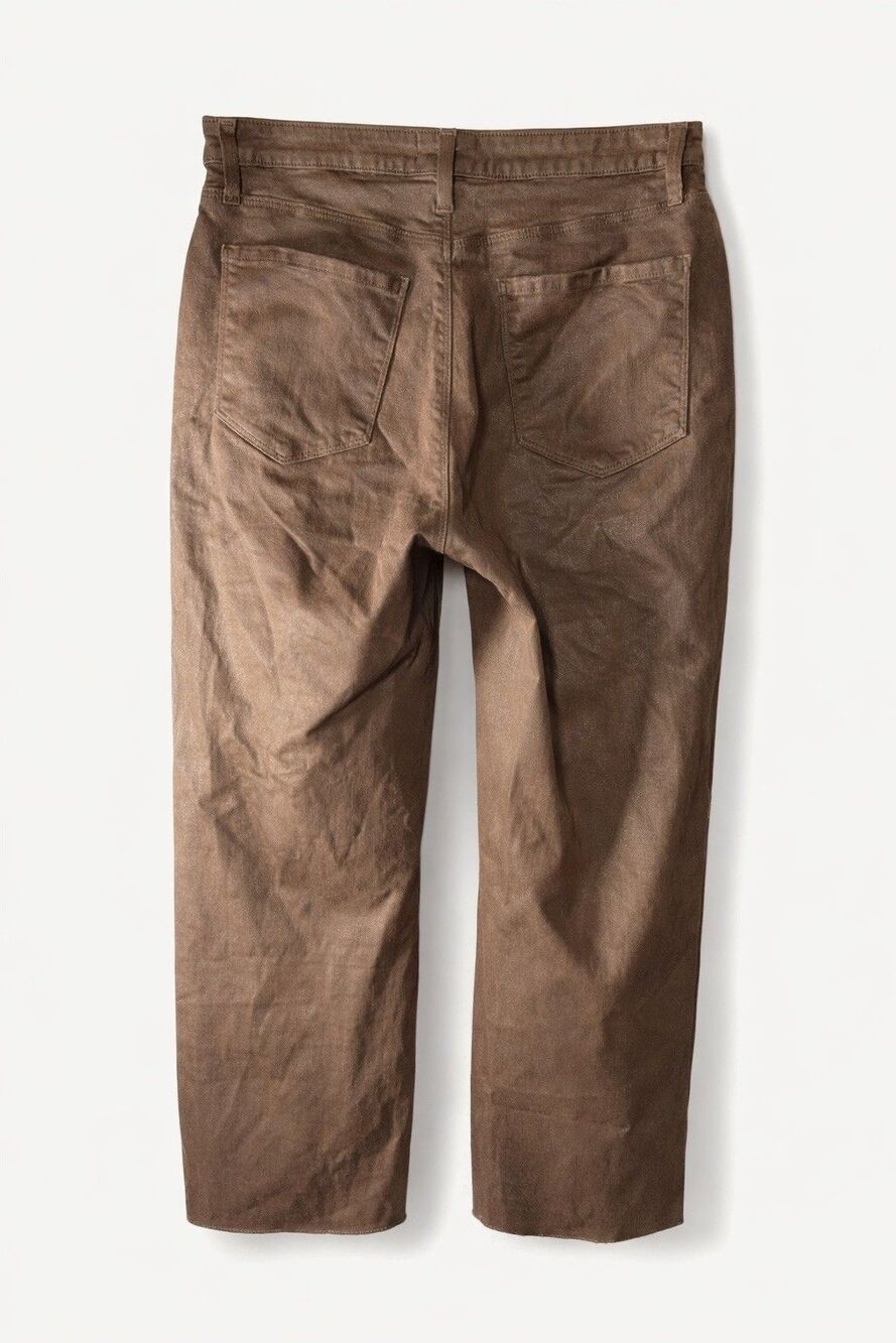L’Agence Wanda Raw Hem Coated Jeans 29 Espresso High Rise Crop Wide Leg - Picture 10 of 10